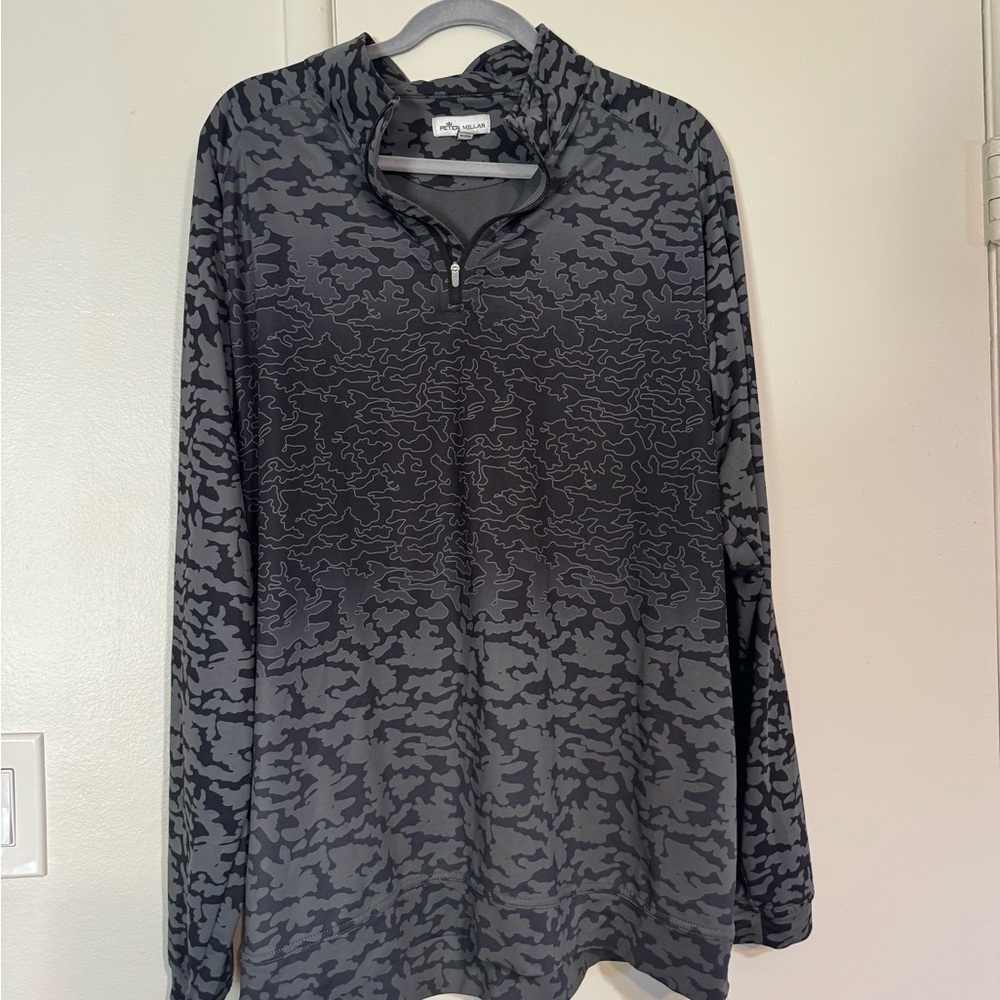 Peter Millar Black and Gray Quarter Zip Up Sweater
